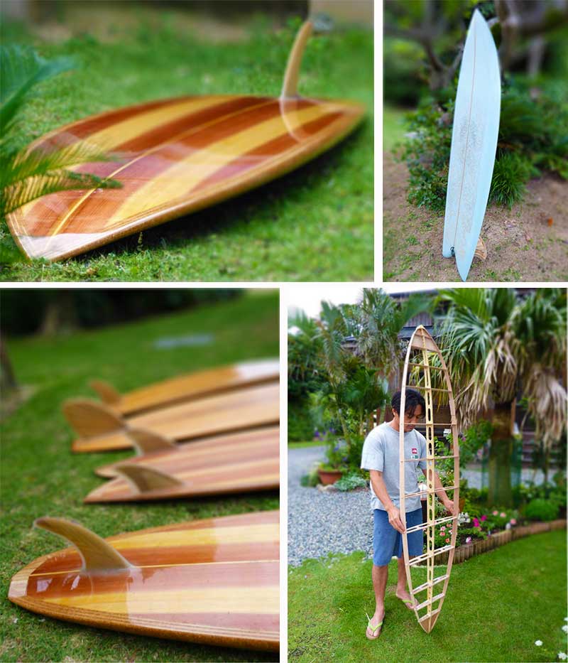 faja作ウッドサーフボード